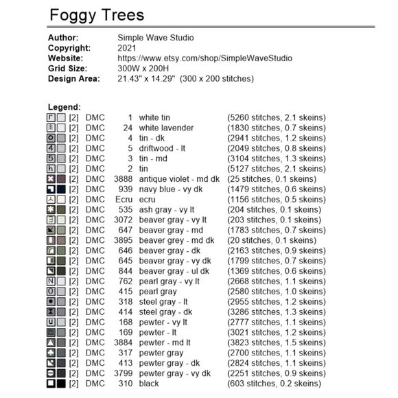 Foggy Mountain Aspen Trees Full Cover Landscape Counted Cross Stitch Leaflet NEW - Picture 3 of 4